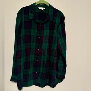 Old Navy “The Classic” Blue and Green Plaid Flannel Shirt
